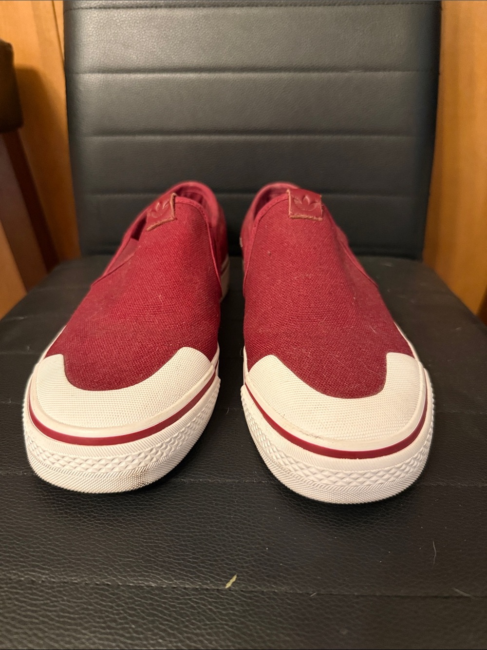 adidas women’s Slip-On Canvas in Burgundy and White